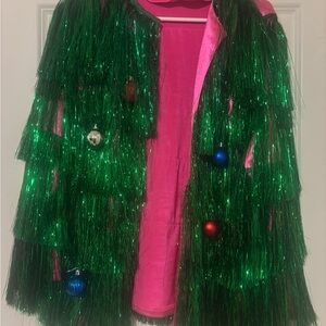 Festive Tinsel Jacket with Pink Lining